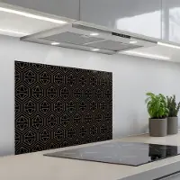 KitchenYeah Spatscherm 70x50 cm - Zelfklevende achterwand Goud - Zwart - Diamant - Keuken muurbeschermer - Spatwand fornuis