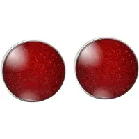 Charme Bijoux Clip oorbellen - Bordeaux-Diep rood -2 cm zilverrand- geen gaatje-