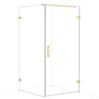 Maxaro Diamond Douchecabine | 110x100 cm Lichtgoud Helder glas Draaideur Rechthoek