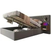 OKWISH Uitschuifbaar bed met fluwele bekleding, Enkele vloersofa met 3 zachte kussens, Chaise longue met ergonomisch design, Marineblauw