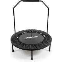 Relaxdays Trampoline met handgreep, diameter 102 cm, opvouwbaar minitrampoline tot 120 kg, fitness trampoline voor binnen, zwart