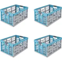 Keeeper ben, 4 stuks, inklapbare opbergboxen, professionele kwaliteit, met soft-touch handgrepen, 45 liter, kleur: Eco Sky Blue
