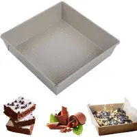 King Hoff 1974 - Vierkante Cakevorm 24x24x6 cm - Bakblik voor Brownies, Cheesecake en Ovenschotels - Antiaanbaklaag - Ovenbestendig tot 220°C - Beige