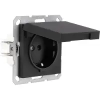 Q-Link S-Line contactdoos - inbouw - 1-voudig - randaarde - met klep - mat zwart