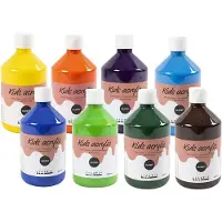 Adlibris Acrylverf – Glossy Verf Set – Acrylverf Glossy - Acrylaatverf – Acrylic paint – Hobbyverf – Knutselen en Verven – Sneldrogende Verf - 8x500 ml