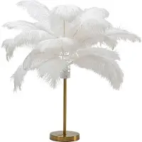 Kare design Design tafellamp Feather Palm, wit / opaal, Woon-/ Eetkamer, metaal, Design, tafellamp