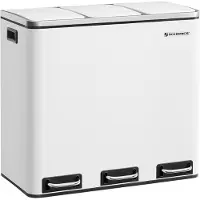 Songmics - Keukenafvalbak - pedaalemmer - met afvalscheidingssysteem - 3 x 18L - totaal 54 liter - soft close, met voetpedalen - kunststof binnenemmers en handgrepen - wit