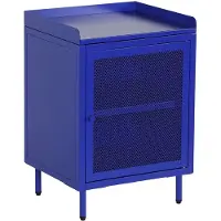Sweeek Nachtkastje met 1 deur, metaal, industrieel Blauw