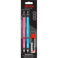 Rotring Visuclick-vulpotloden | 0,7 mm | Roze en blauwe behuizingen | 2 stuks | Met 24 HB-stiften