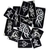 Superstar Glitter tattoo's sjablonen | 12 stuks | | tribal (zwart en wit)