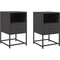vidaXL Nachtkastjes 2 st 36x39x60,5 cm staal zwart
