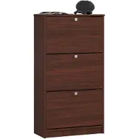 NORE Klassieke Schoenenkast met 3 Kanteldeuren - Wenge, 60 cm Breed, Zelfmontage