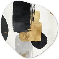MuchoWow Organische wanddecoratie 40x40 cm - Organisch schilderij Goud - Rechthoeken - Cirkels - Abstract - Muurdecoratie woonkamer - Kamer decoratie - Schilderijen - Muurcirkel aesthetic