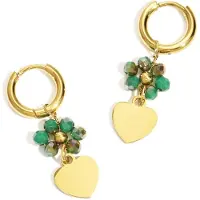 Yehwang Oorbellen flower gold green - waterproof - kadotip - hartje