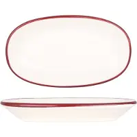 Bonna Serveerschaal linea burgundy porselein 19x11 cm set van 2