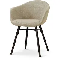 Nolon Nena-Otis Eetkamerstoel Taupe Melange - met Armleuning - Stof - Zwarte Houten Poten