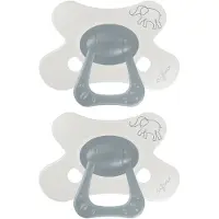 Difrax Fopspeen Natural - 6 tot 12 Maanden - Olifant - Grijs Olifantenprint - 2 Stuks