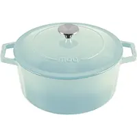 Moa Gietijzeren Braadpan - 5,7L - Voor Alle Warmtebronnen incl. Inductie - Met Deksel - Ø 26cm - Anti-Aanbaklaag - Lichtblauw