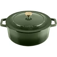 Moa Gietijzeren Braadpan - 7,2L - Voor Alle Warmtebronnen incl. Inductie - Met Deksel - Ø 30cm - Anti-Aanbaklaag - Groen