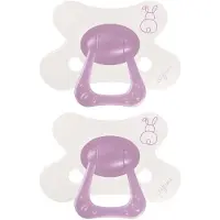 Difrax Fopspeen Natural - 6 tot 12 Maanden - Konijn - Paars - 2 Stuks