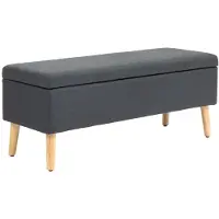 Merax Opbergbank met Klapdeksel - Scandinavische Zithocker met Opbergruimte - Stoffen Bank in Linnenlook met Houten Poten - Bedbank of Halbank - Donkergrijs - 220 kg