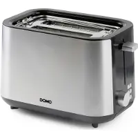 Domo DO966T Broodrooster - 2 Extra Brede Sleuven - Ingebouwd Broodjesrek - 900W - RVS/Zwart