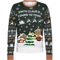 Happy Seasons Foute Kersttrui met Lichtjes Dames & Heren - Lampjes - Christmas Sweater LED "Santa Claus is Coming to Town" Maat M