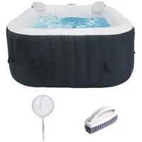 Sunspa ALL-INCLUSIVE SPA KIT en accessoires: 4-persoons vierkante opblaasbare spa met 2 hoofdsteunen, fi...