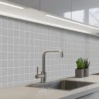 KitchenYeah Keuken achterwand 300x60 cm - Spatscherm zelfklevend Mozaïek - Tegels - Grijs - Muurbeschermer - Spatwand fornuis