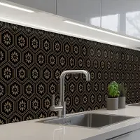 KitchenYeah Keuken achterwand 250x60 cm - Spatscherm zelfklevend Bloemen - Goud - Hexagon - Muurbeschermer - Spatwand fornuis