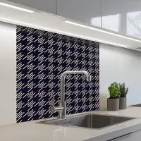 KitchenYeah Keuken achterwand 80x80 cm - Spatscherm zelfklevend Plaid - Patroon - Ruit - Blauw - Muurbeschermer - Spatwand fornuis