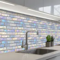 KitchenYeah Keuken achterwand 300x80 cm - Spatscherm zelfklevend Glans - Muur - Parelmoer - Muurbeschermer - Spatwand fornuis