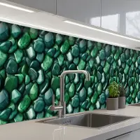 KitchenYeah Keuken achterwand 400x80 cm - Spatscherm zelfklevend Groen - Glanzende - Kiezels - Muurbeschermer - Spatwand fornuis
