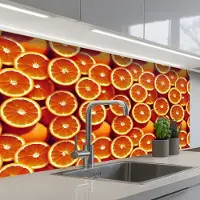 KitchenYeah Keuken achterwand 100x60 cm - Spatscherm zelfklevend Sinaasappels - Oranje - Gesneden - Muurbeschermer - Spatwand fornuis