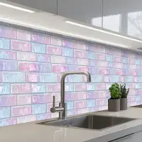 KitchenYeah Keuken achterwand 400x60 cm - Spatscherm zelfklevend Roze - Parel - Glans - Muur - Muurbeschermer - Spatwand fornuis