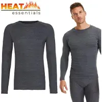 Heat Essentials - Thermo Ondergoed Heren - ThermoShirt Heren - Antraciet Grijs - L - Thermokleding Heren - Thermo Shirt Heren Lange Mouw