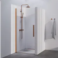Brauer Season Nisdeur Met Draaideur 100x200cm - Koper - Gehard Glas - Douche, Douchedeuren - 8720724597571