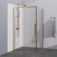 Brauer Season Douchecabine Met Schuifdeur 120x80cm - Goud - Gehard Glas - Douche, Douchecabines - 8721357903487