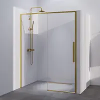 Brauer Season Nisdeur Met Schuifdeur 140x200cm - Goud - Gehard Glas - Douche, Douchedeuren - 8721357903180