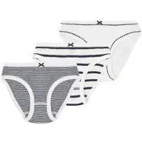 Petit Bateau Set van 3 gestreepte meisjesonderbroeken Meisjes Onderbroek - Wit/Blauw + Blauw/Wit + Wit