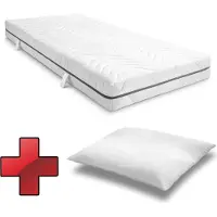 Sleezzze 7 Zonen visco-elastische matras Sleezzz Smart, 90 x 200 cm, hoogte 18 cm, stevigheid H3, met Air Memory foam + CloudComfort Basic microvezel kussens, 80 x 80 cm