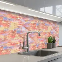 KitchenYeah Keuken achterwand 100x60 cm - Spatscherm zelfklevend Abstract - Multi - Kleur - Verf - Muurbeschermer - Spatwand fornuis