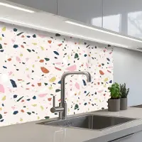 KitchenYeah Keuken achterwand 80x60 cm - Spatscherm zelfklevend Terrazzo - Patroon - Kleurrijk - Muurbeschermer - Spatwand fornuis