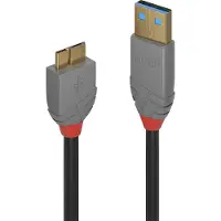 Lindy 36765 USB 3.0 kabel, type A/Micro-B, Anthra Line, mannelijk/mannelijk, 0,5 meter