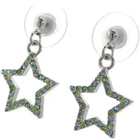 Behave - Oorbelhangers dames - Ster groen kristal - Speelse look