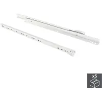 Emuca Set ladegeleiders met rolgeleiding, zelf sluitingsmechanisme, 450 mm, voor gedeeltelijke opening, Wit, 5 st.