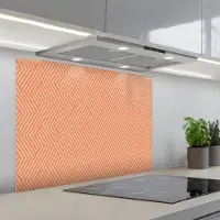 KitchenYeah Spatscherm 80x60 cm - Zelfklevende achterwand Oranje - Strepen - Patroon - Keuken muurbeschermer - Spatwand fornuis