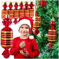 Zolta - Kerstbal Set - Cukierki Thema - Rood en Goud - Set van 6