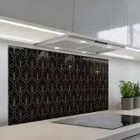 KitchenYeah Spatscherm 120x60 cm - Zelfklevende achterwand Pijlvorm - Waaier - Goud - Keuken muurbeschermer - Spatwand fornuis