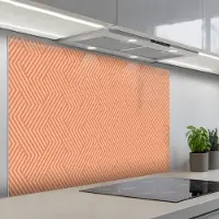 KitchenYeah Spatscherm 120x80 cm - Zelfklevende achterwand Oranje - Strepen - Patroon - Keuken muurbeschermer - Spatwand fornuis